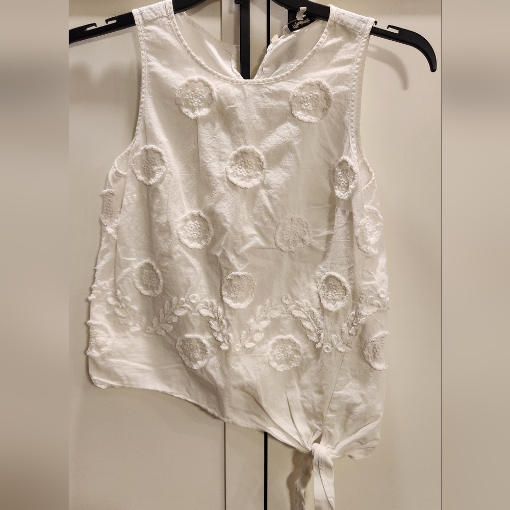 Madewell White Embroidered Sleeveless Top XS